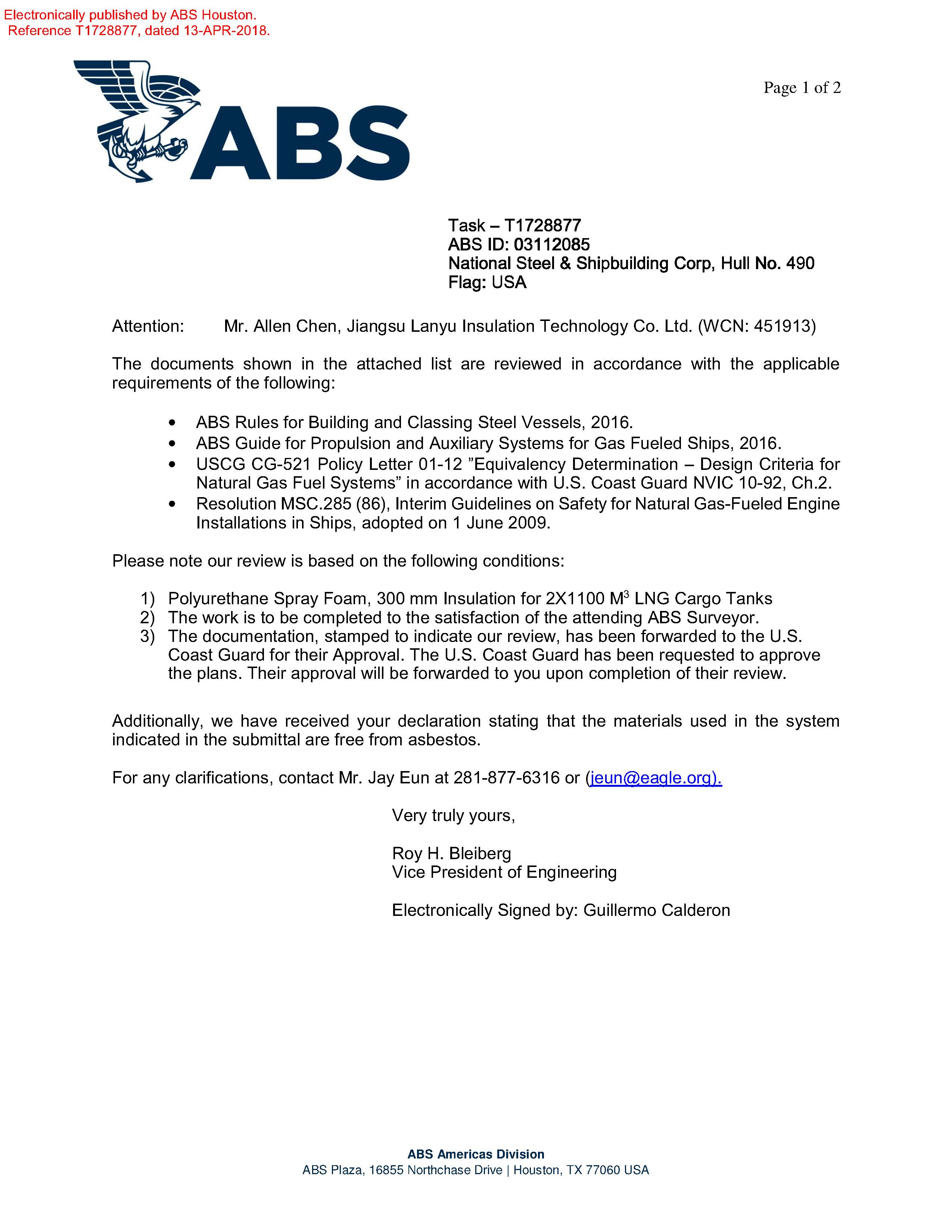 ABS-Project Approval Letter