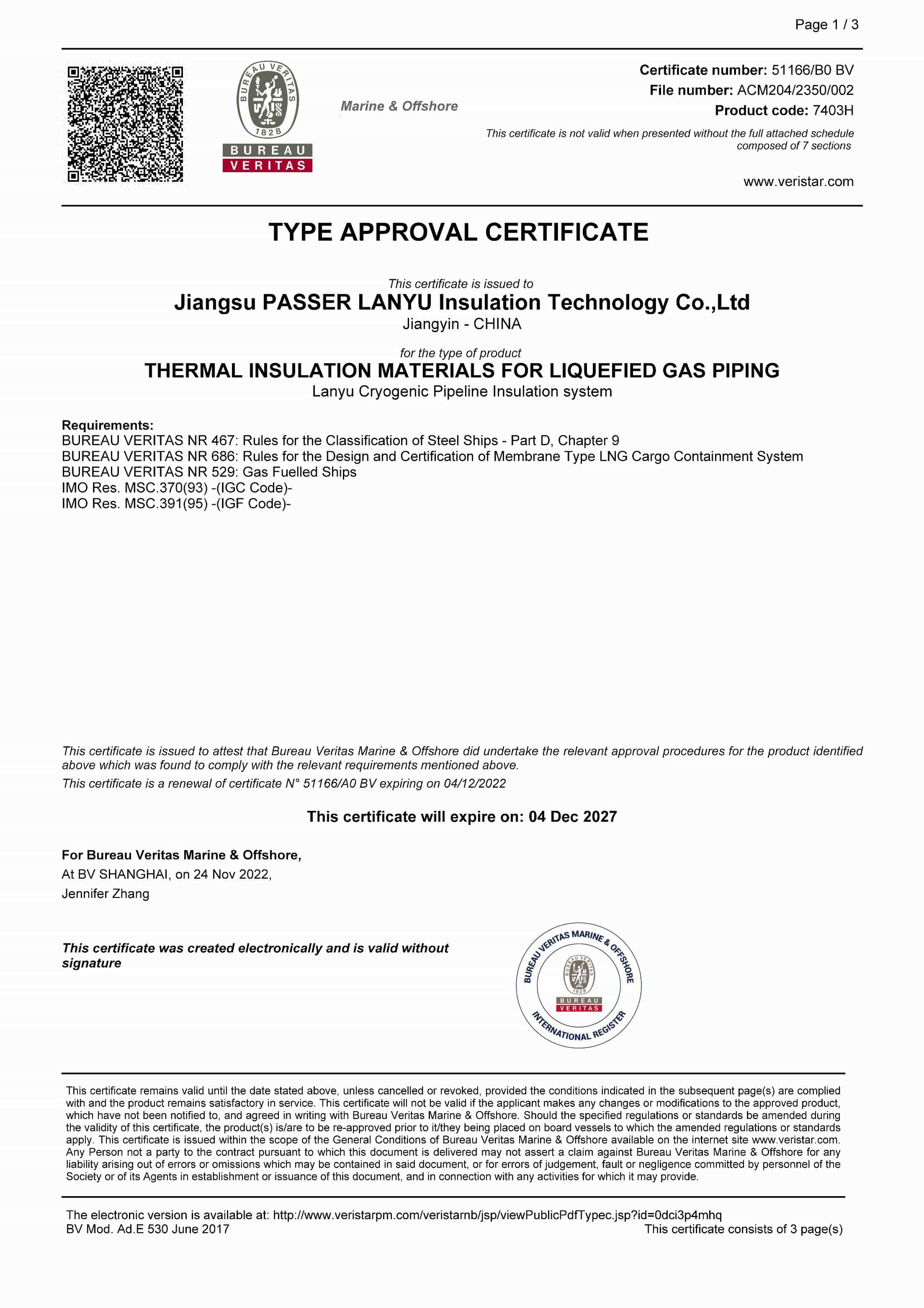 BV-PIPE INSULATION TYPE APPROVAL CERTIFICATE rev02
